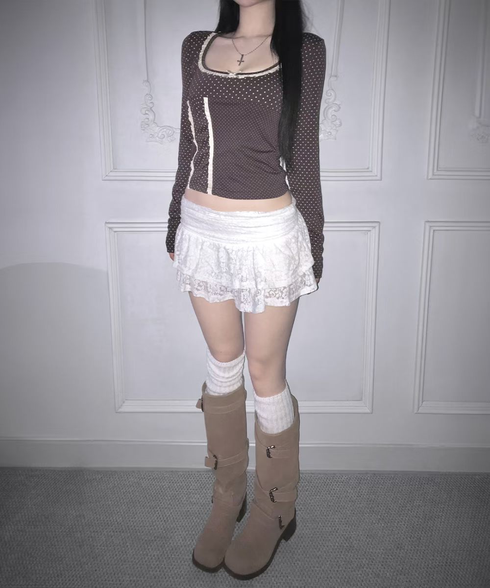 Ballet Polka-dot Ribbon Top