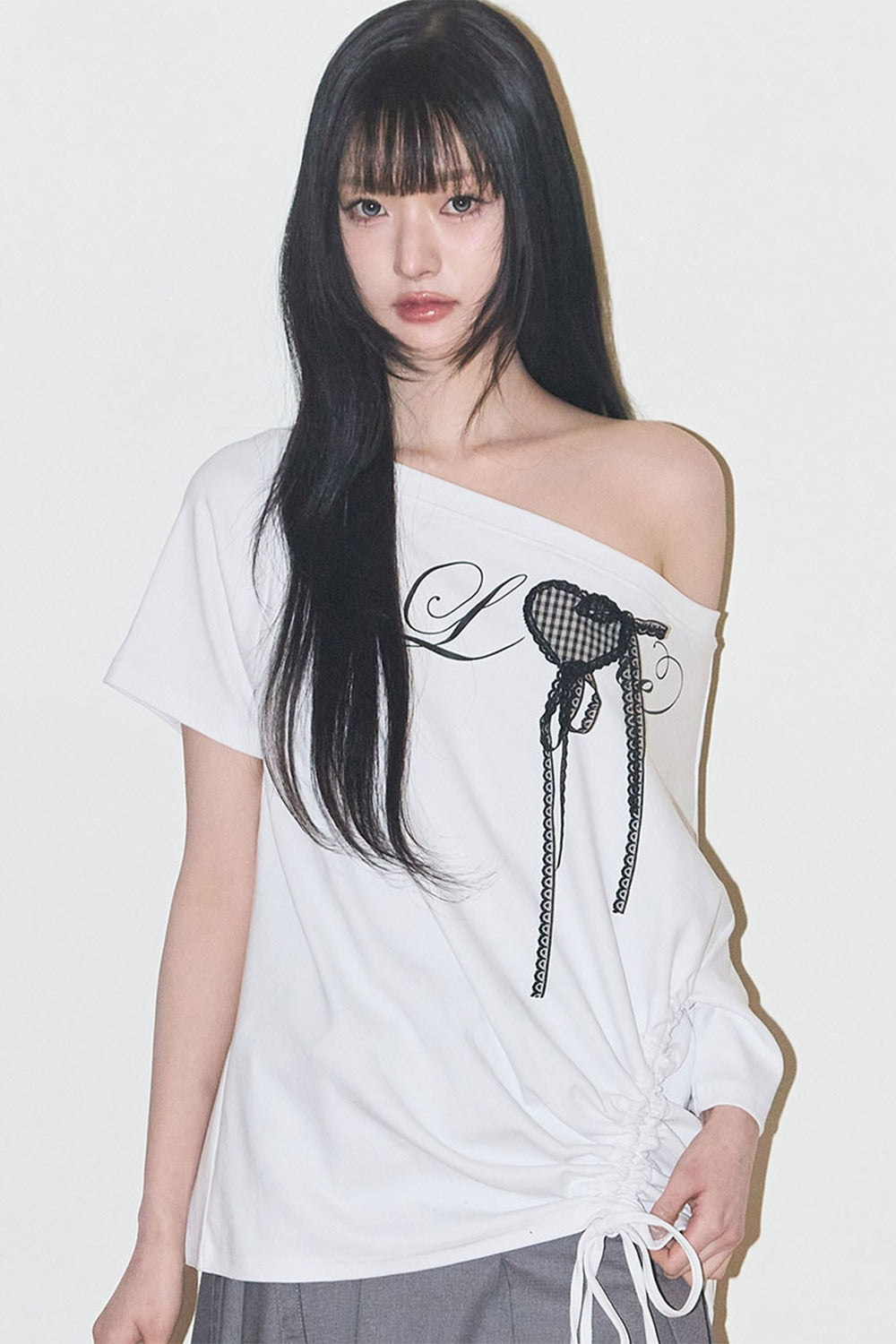 【ILLIGO】Love One Shoulder Overfit T-shirt | White