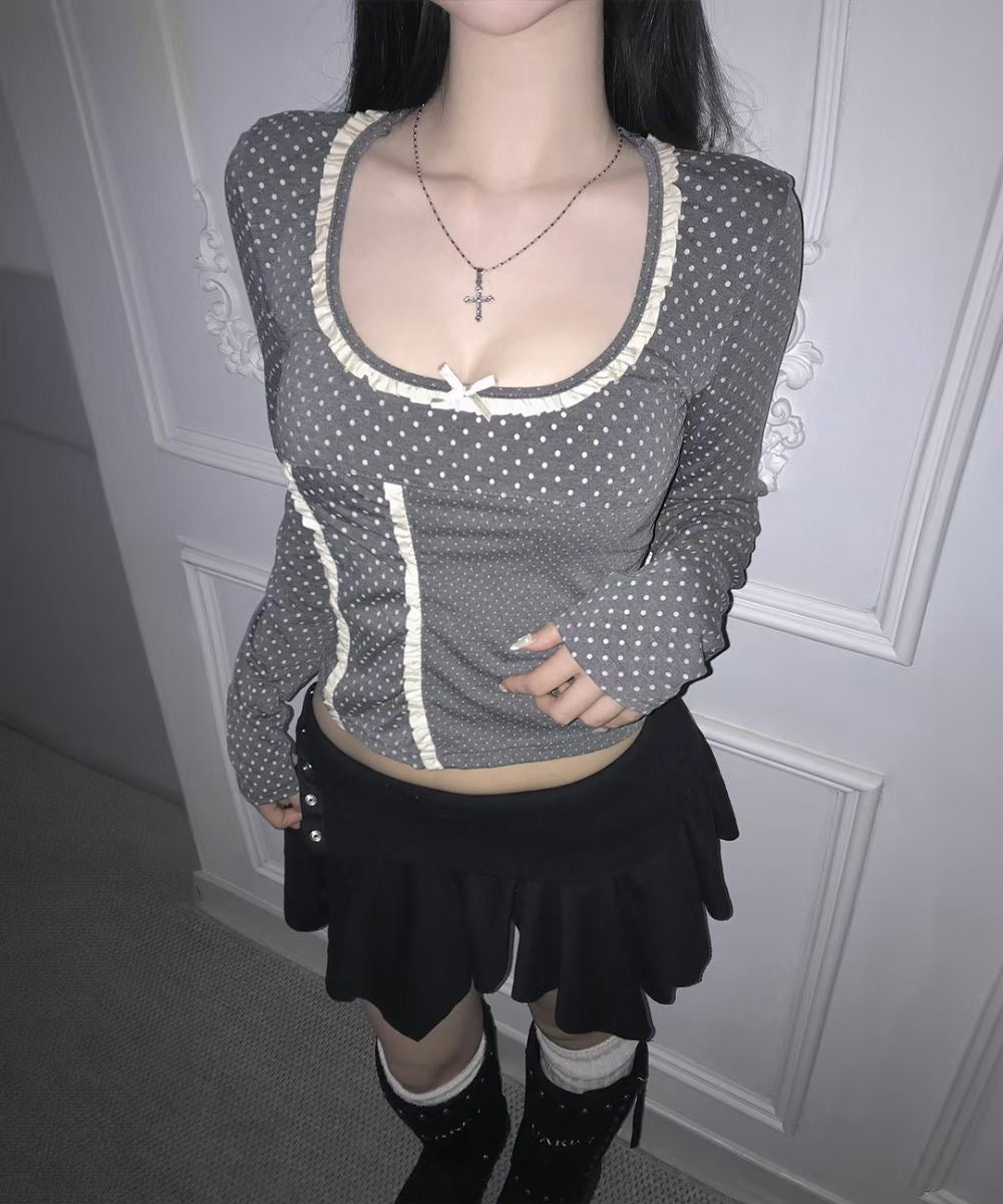 Ballet Polka-dot Ribbon Top