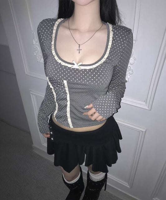 Ballet Polka-dot Ribbon Top