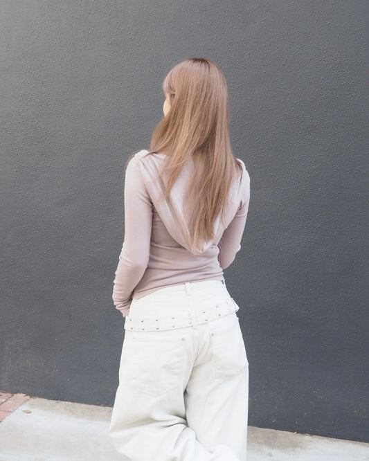 Hooded Long-sleeved Fitted Top