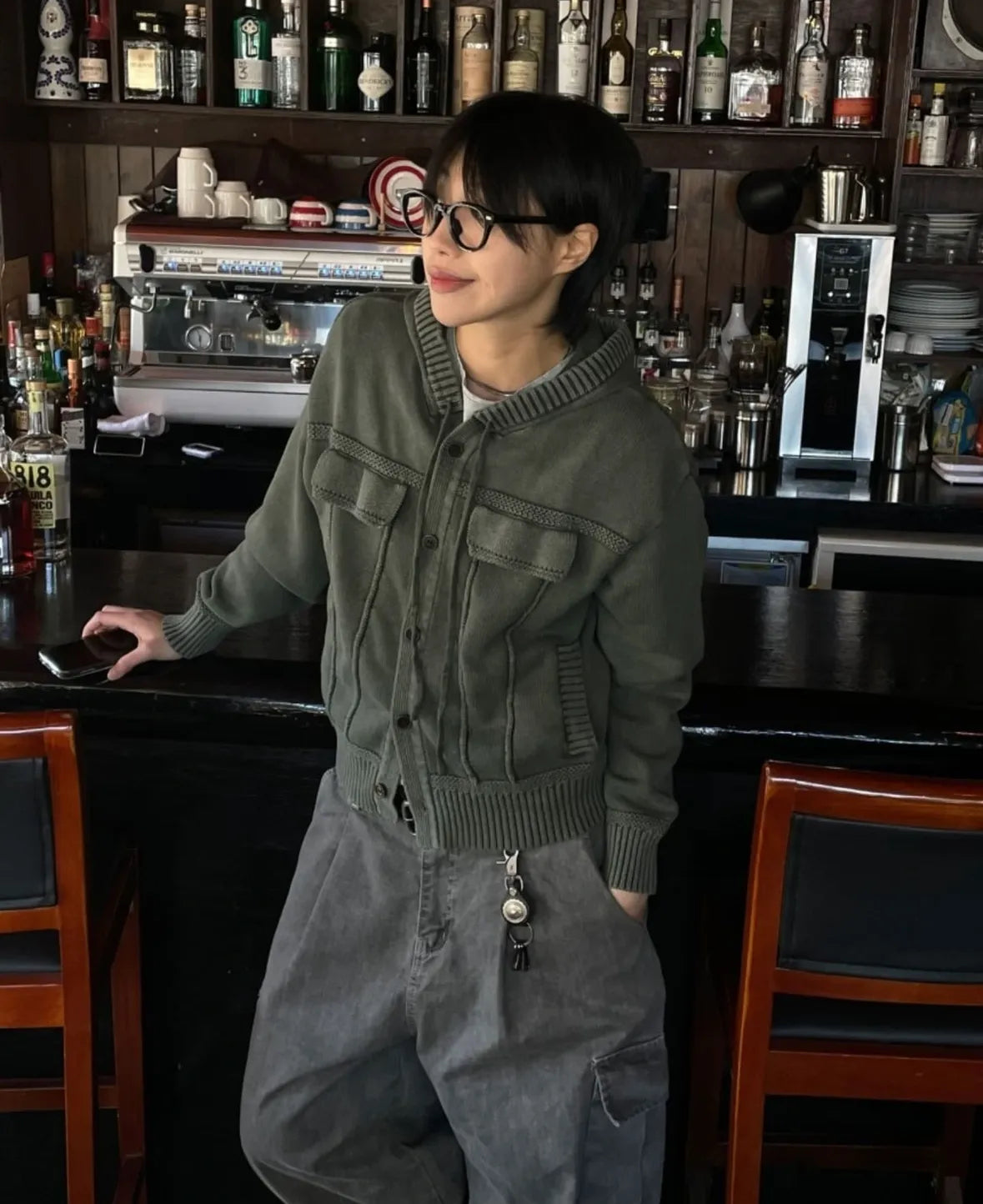 Knit Hooded Cardigen