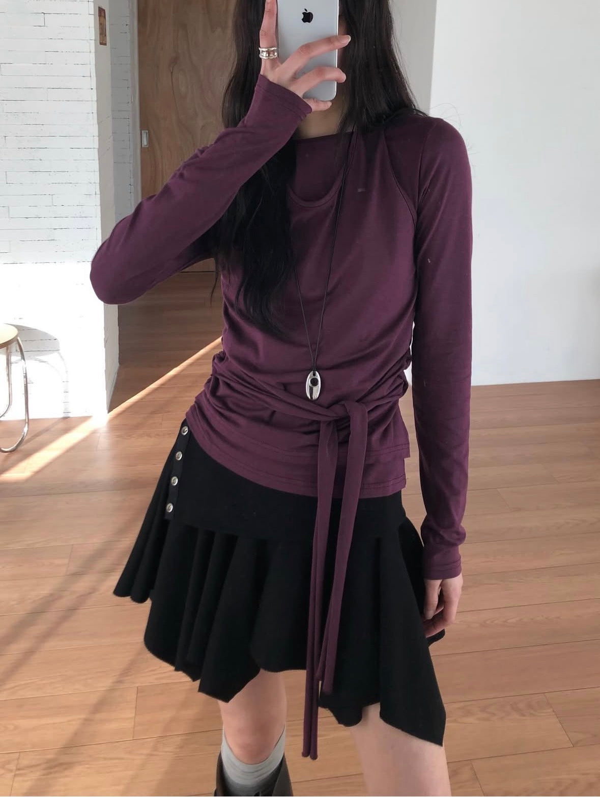 Mocoo Halter Neck Long-sleeve Top