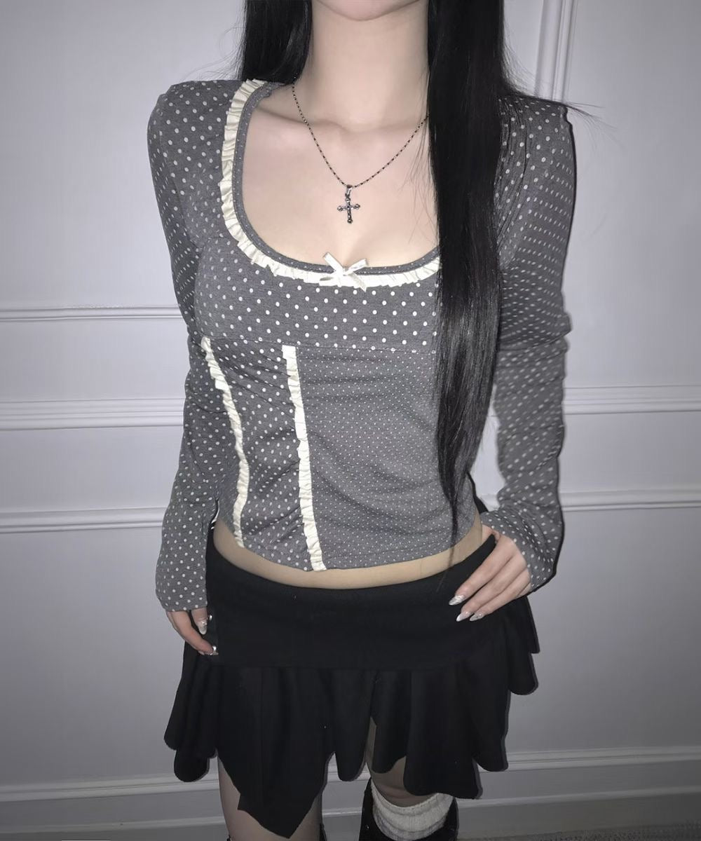 Ballet Polka-dot Ribbon Top