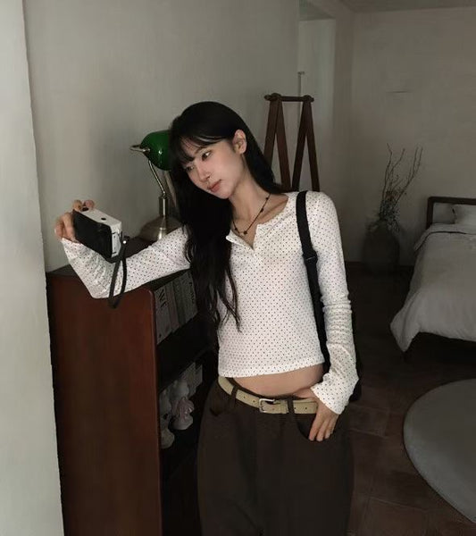 Polka Dot Long-sleeved Top