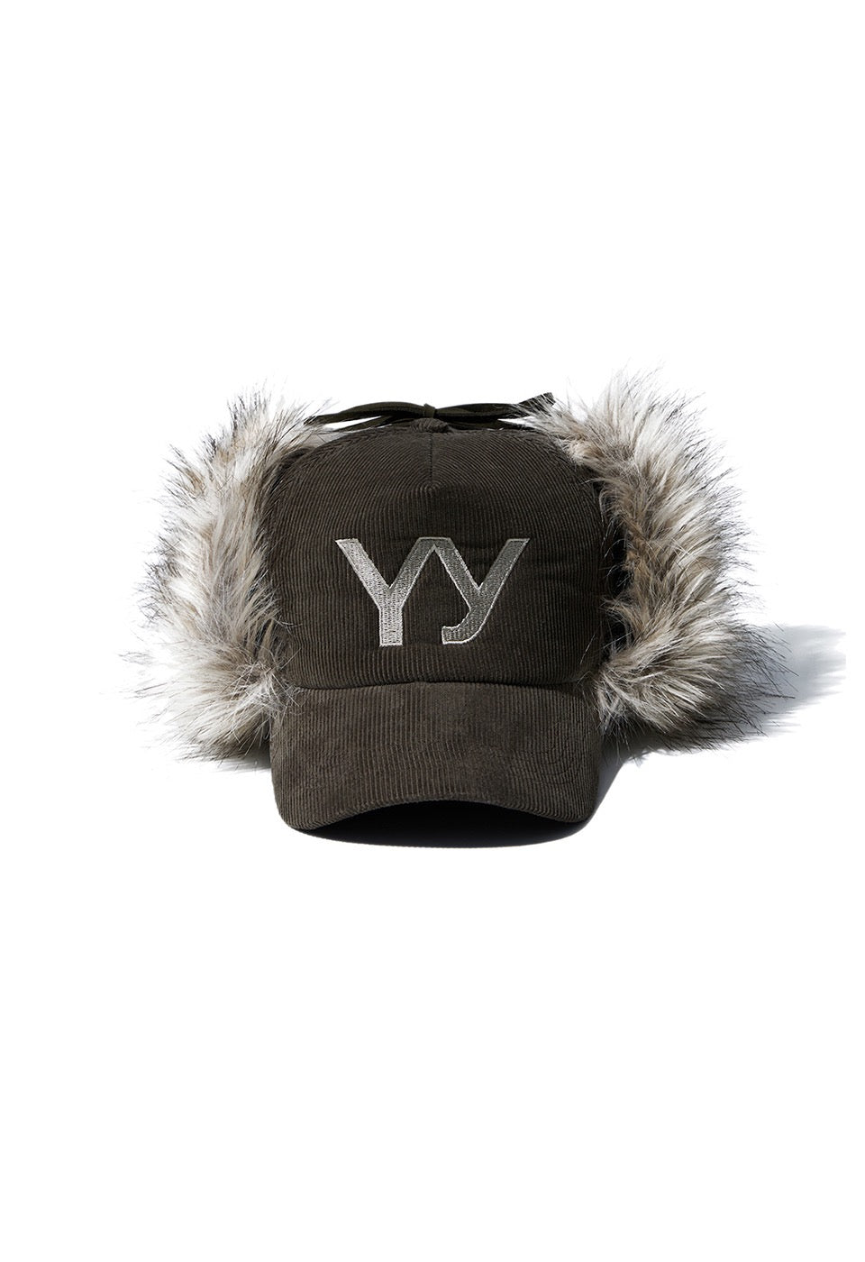 【Open YY】FAUX FUR CORDUROY EARFLAP CAP | Khaki