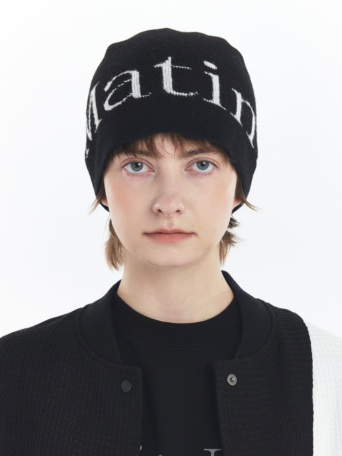 【Marin Kim】 LOGO JACQUARD SHORT BEANIE