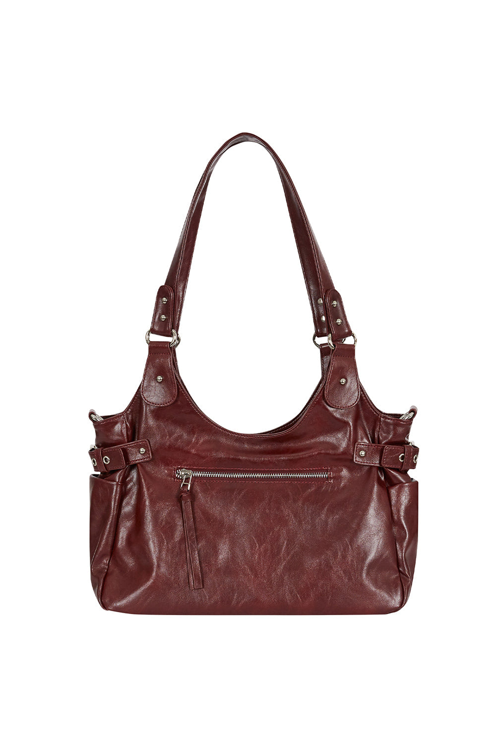 【ILLIGO】Amber Buckle Shoulder Bag | Burgundy