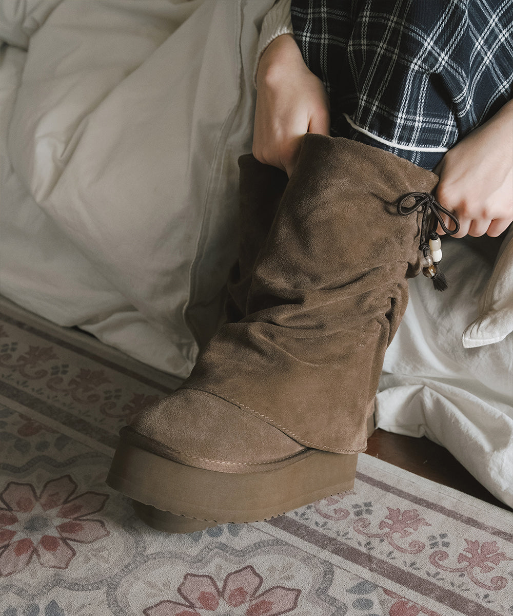 【Rockfish】 GATHERED MAXI FOLDED BOOTS MIDDLE