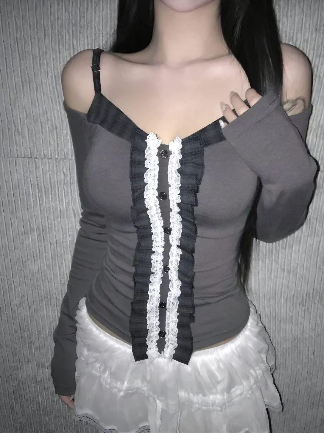 Checked Off-shoulder Top
