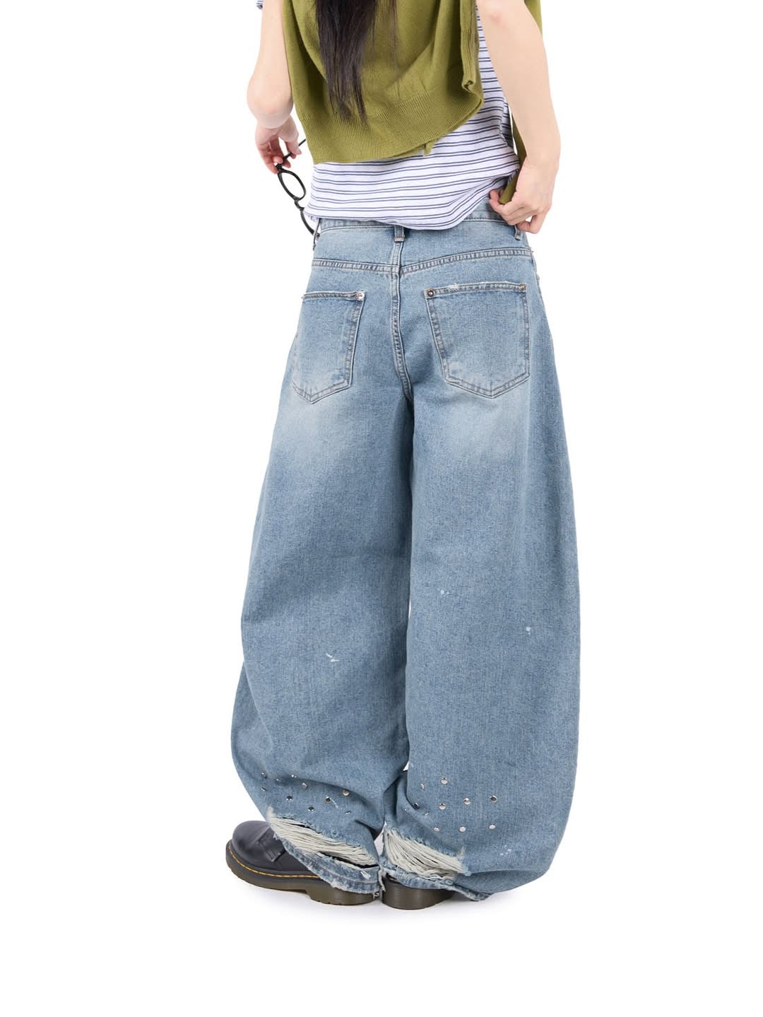 Distressed Wide-leg Jeans