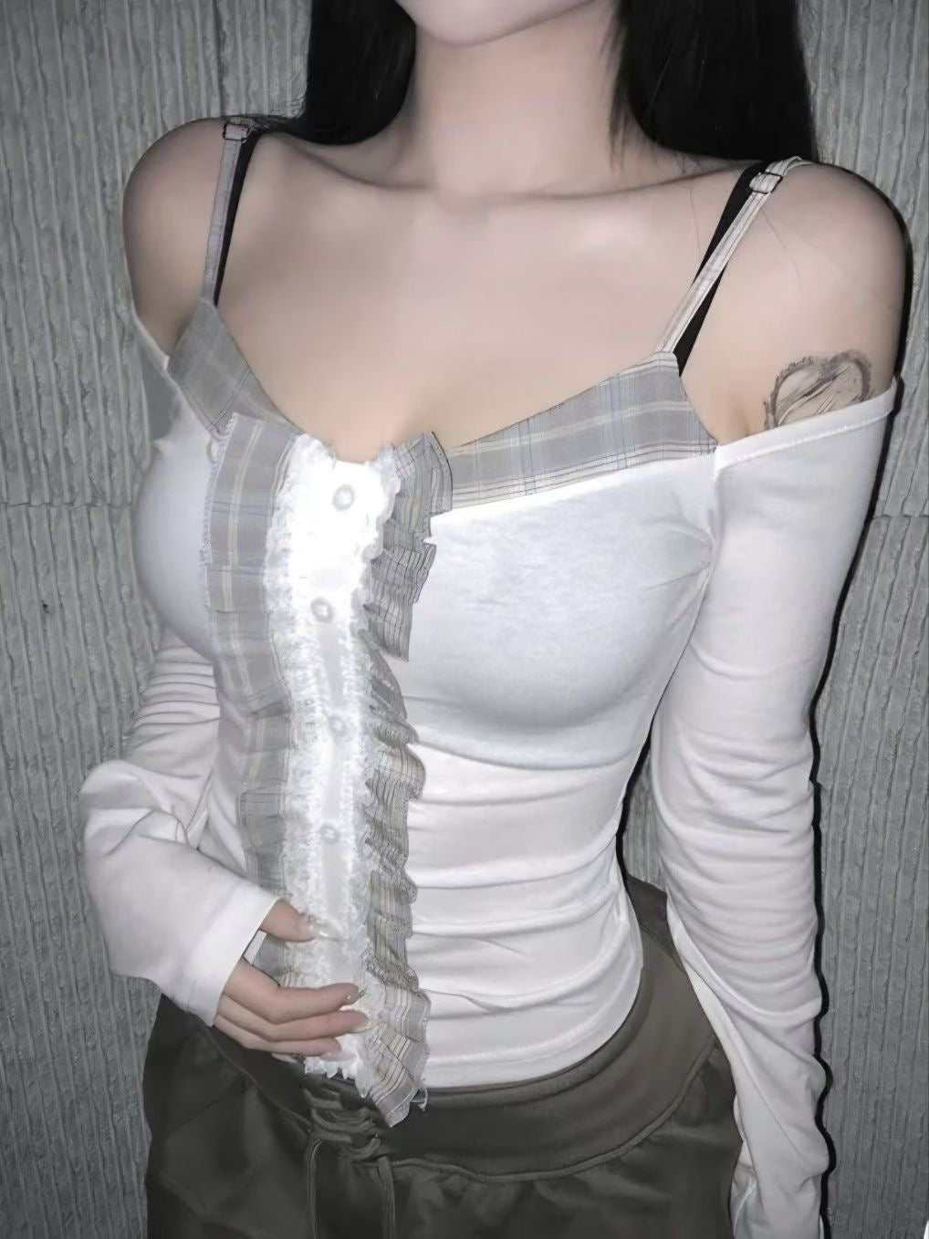 Checked Off-shoulder Top