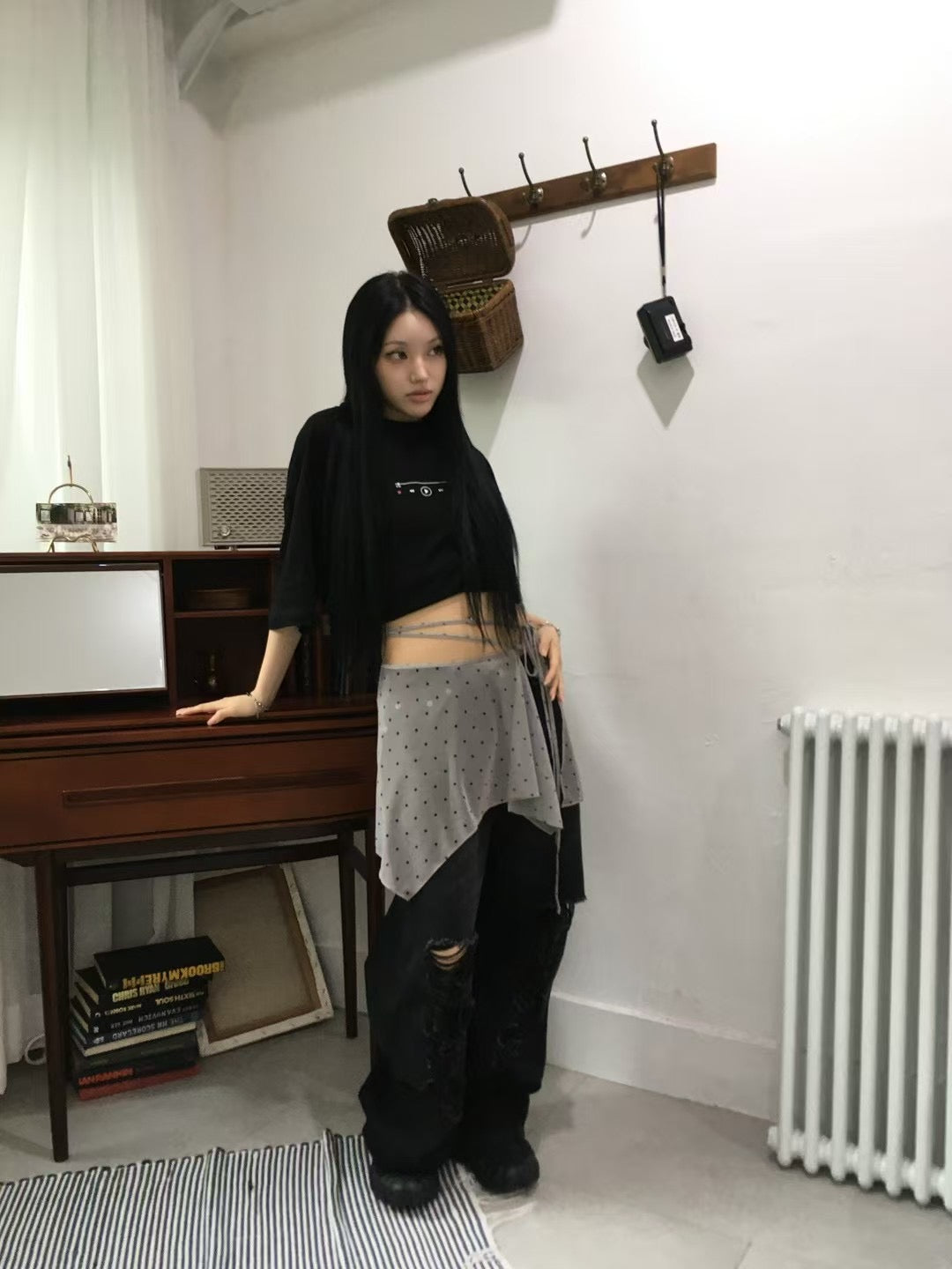 波點透光短裙 Dot Mesh Wrap Skirt