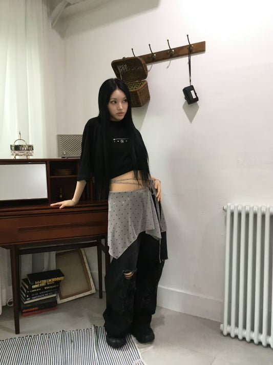 波點透光短裙 Dot Mesh Wrap Skirt