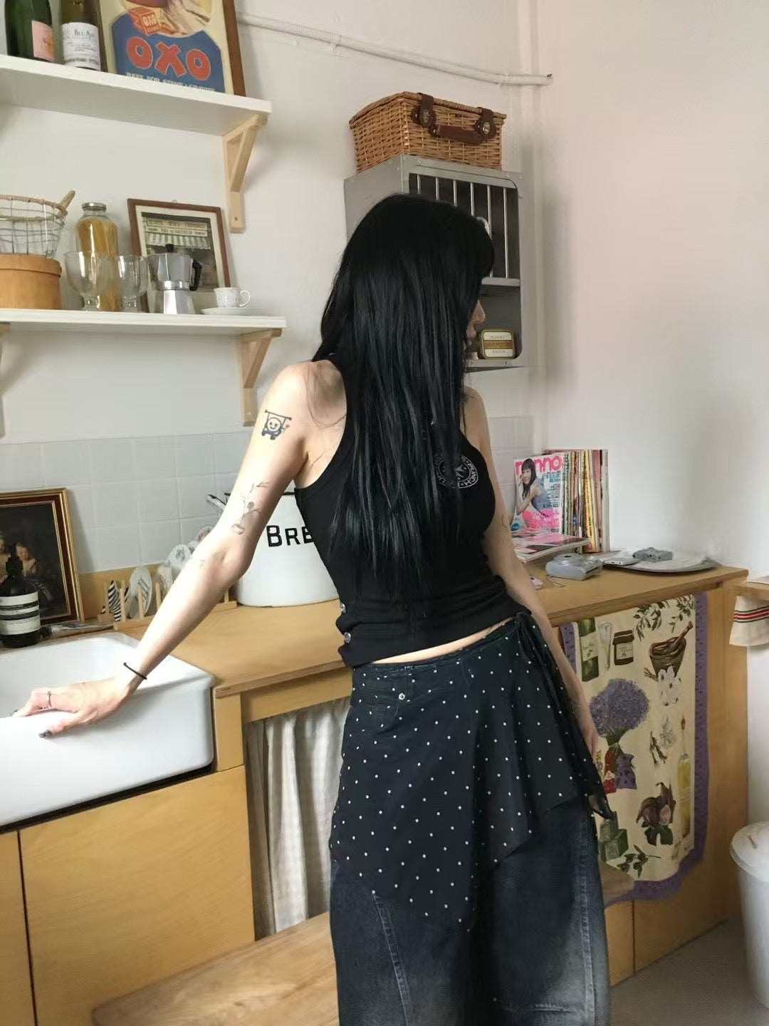 波點透光短裙 Dot Mesh Wrap Skirt