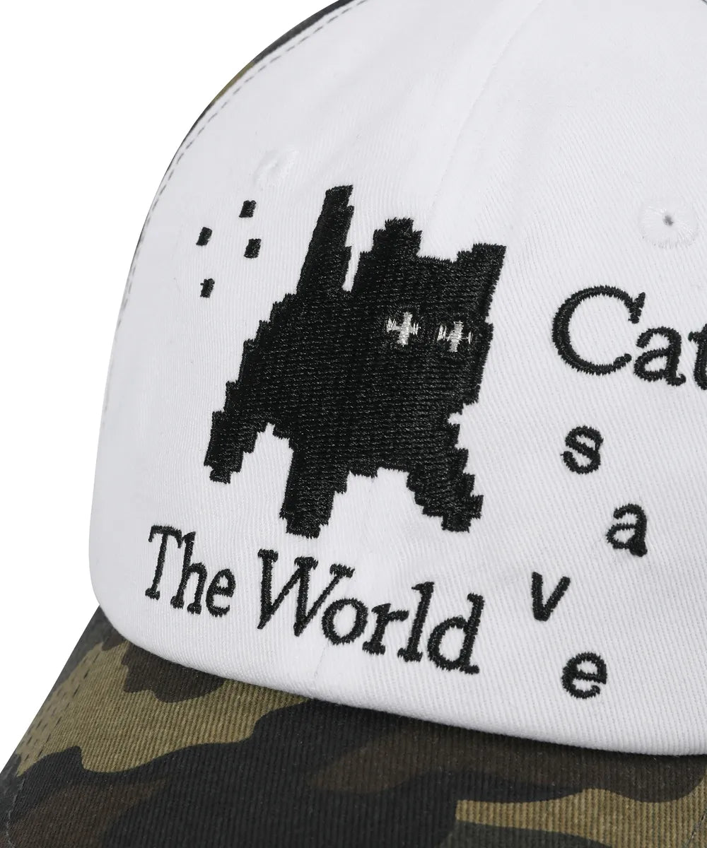 【CATSAVETHEWORLD】 Pixel Art Ball Cap | Camo Khaki