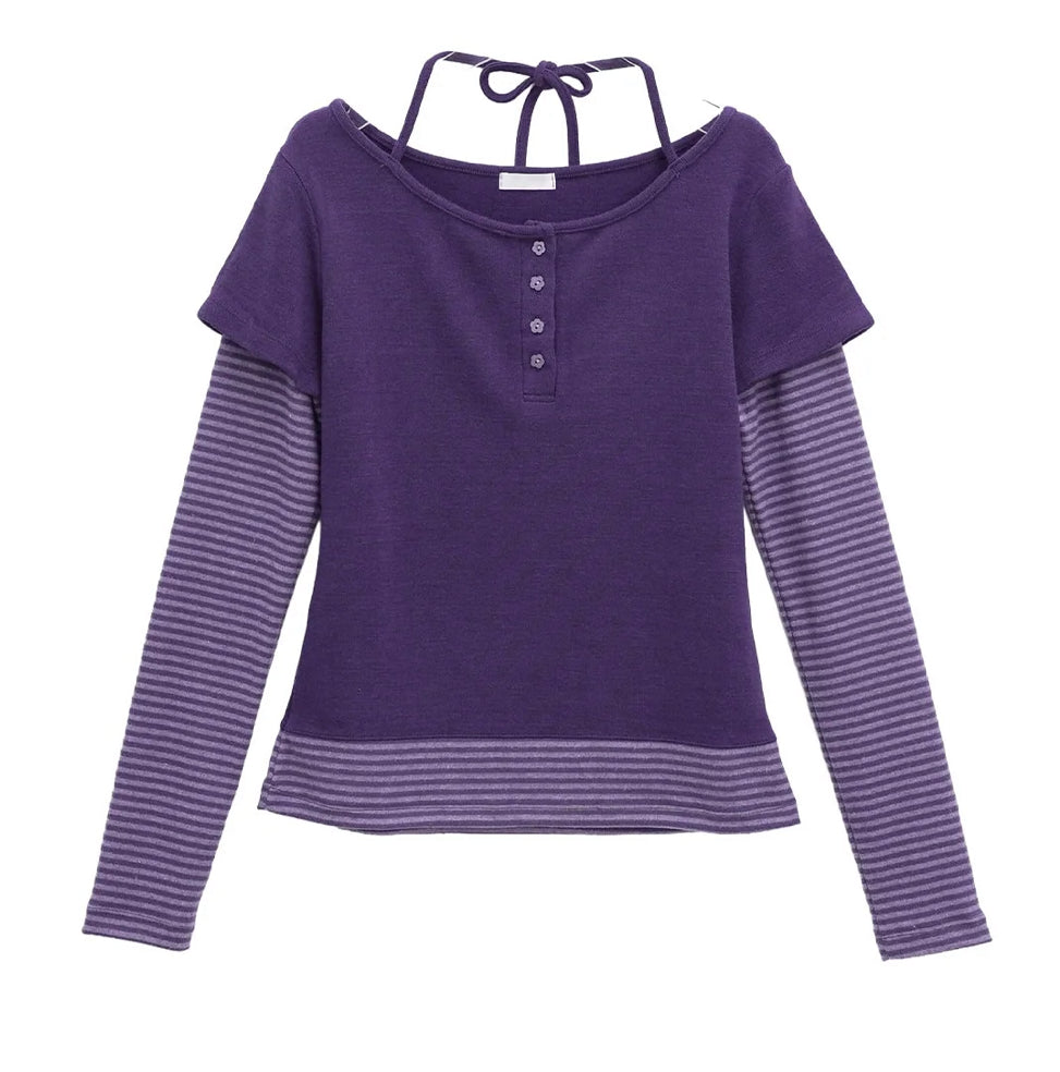 Striped Layered Long-sleeved Top