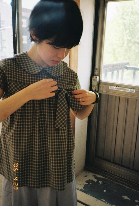 格仔娃娃領恤衫 Checkered Peter Pan Collar Shirt