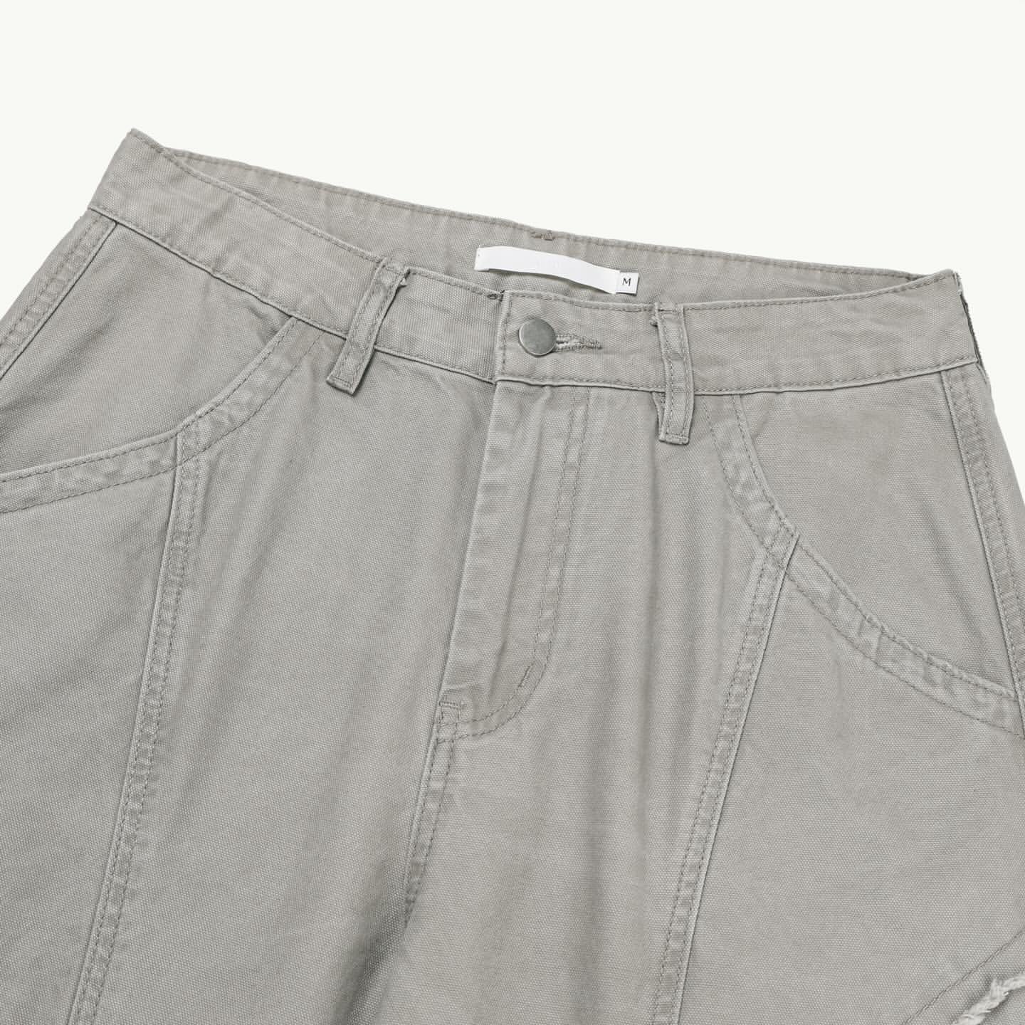 Curved Pocket Herringbone Strap Pants