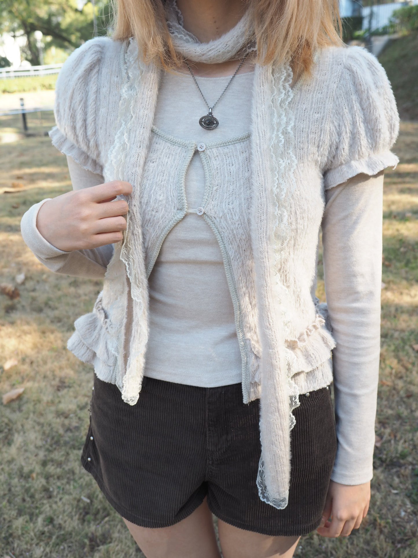 Halter Neck Long-sleeve Set