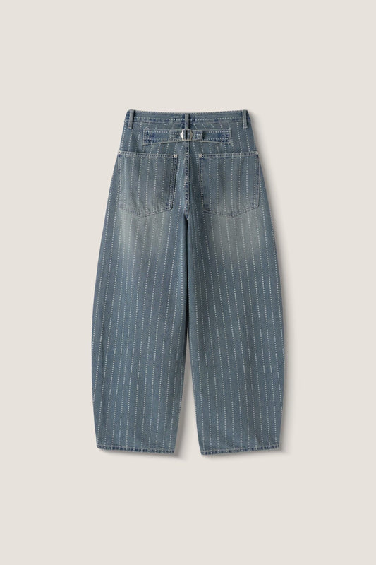 Wabash Stripe Wide-Leg Jeans