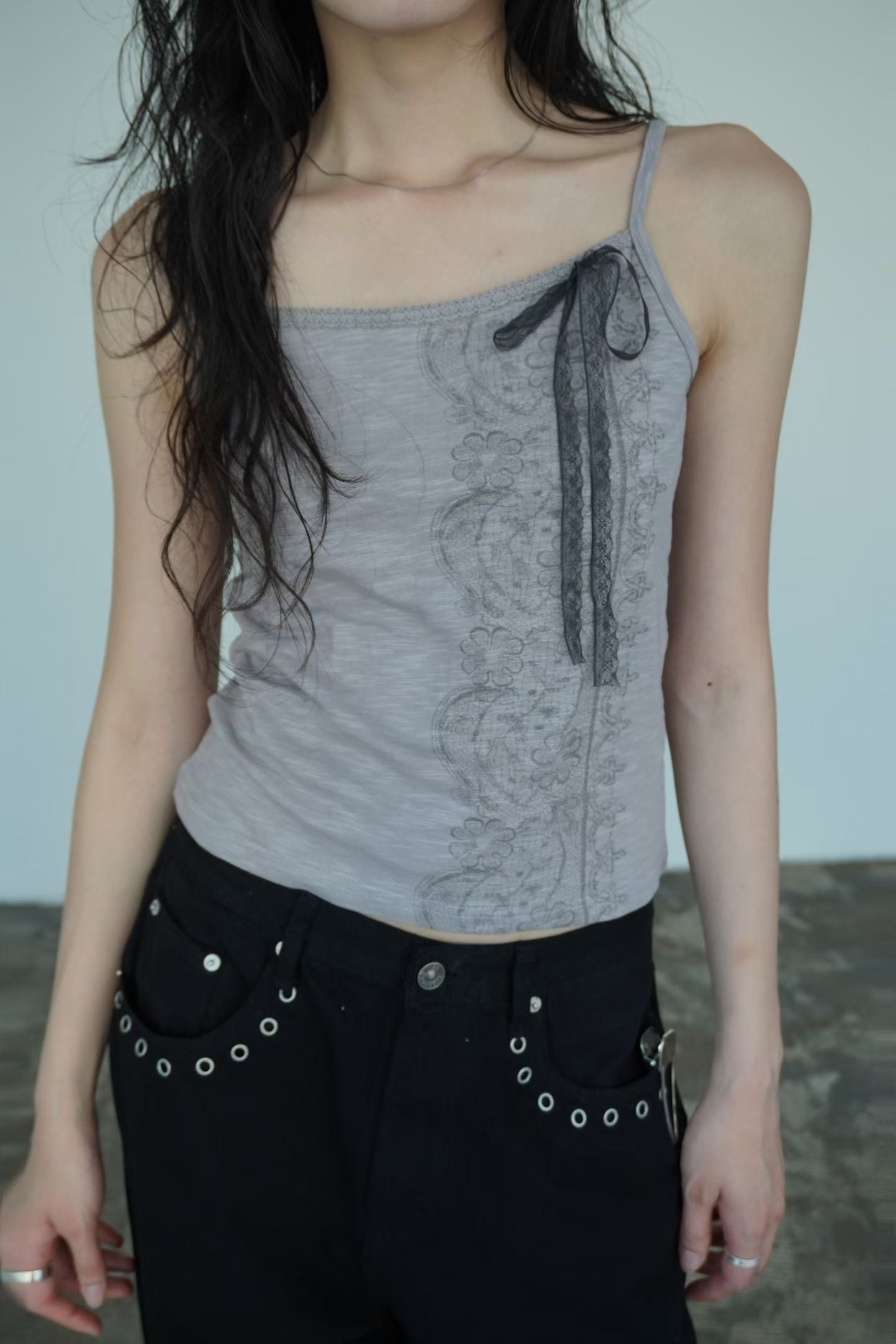 Lace Ribbon Slouch Camisole