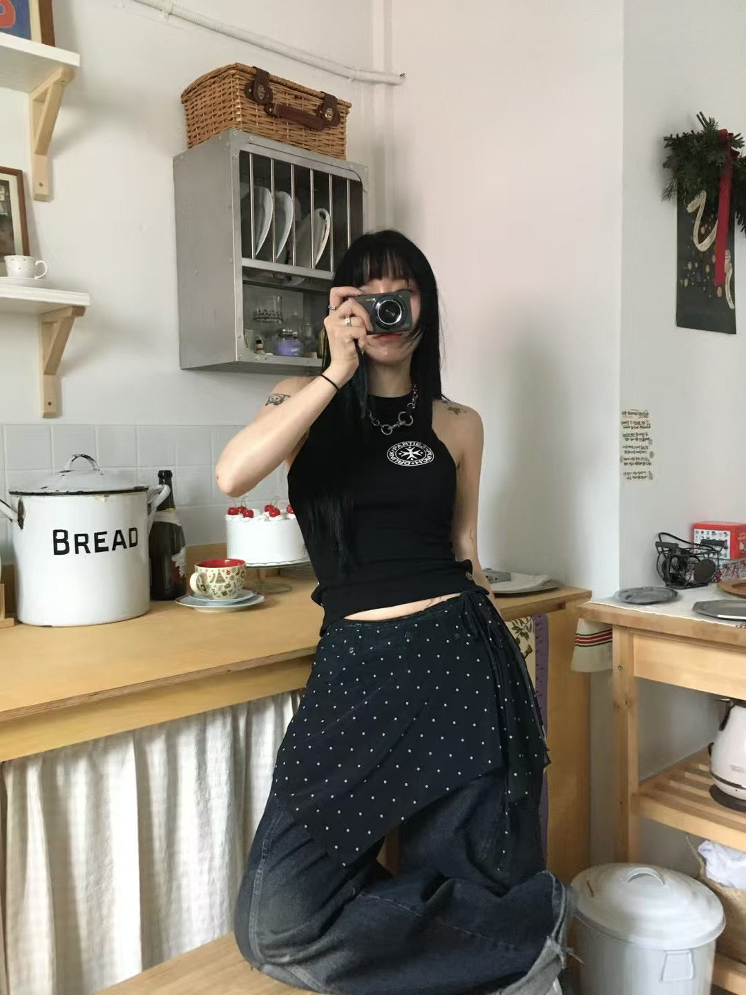 波點透光短裙 Dot Mesh Wrap Skirt