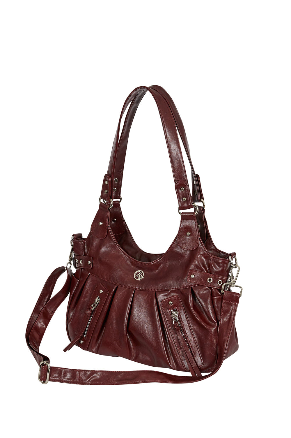【ILLIGO】Amber Buckle Shoulder Bag | Burgundy