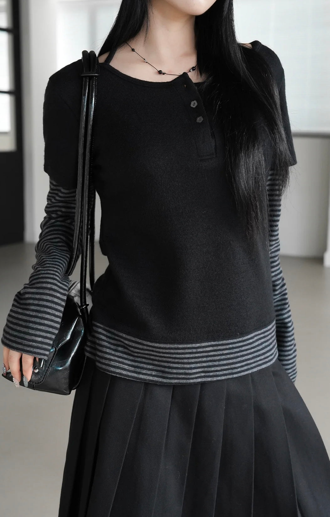 Striped Layered Long-sleeved Top