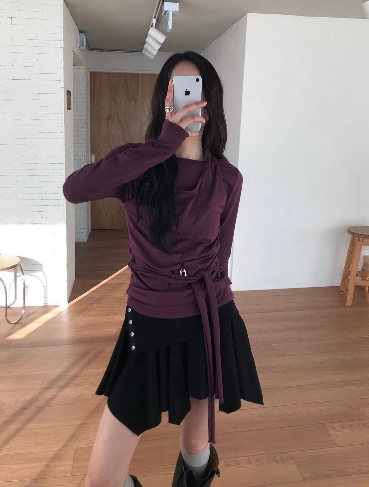 Mocoo Halter Neck Long-sleeve Top