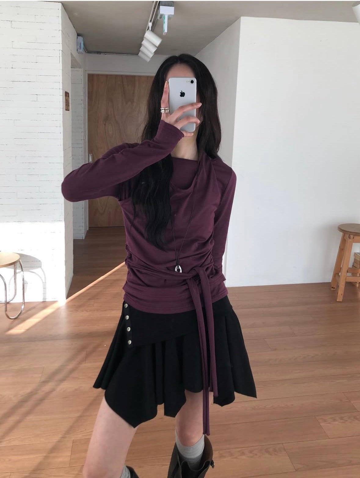 Mocoo Halter Neck Long-sleeve Top