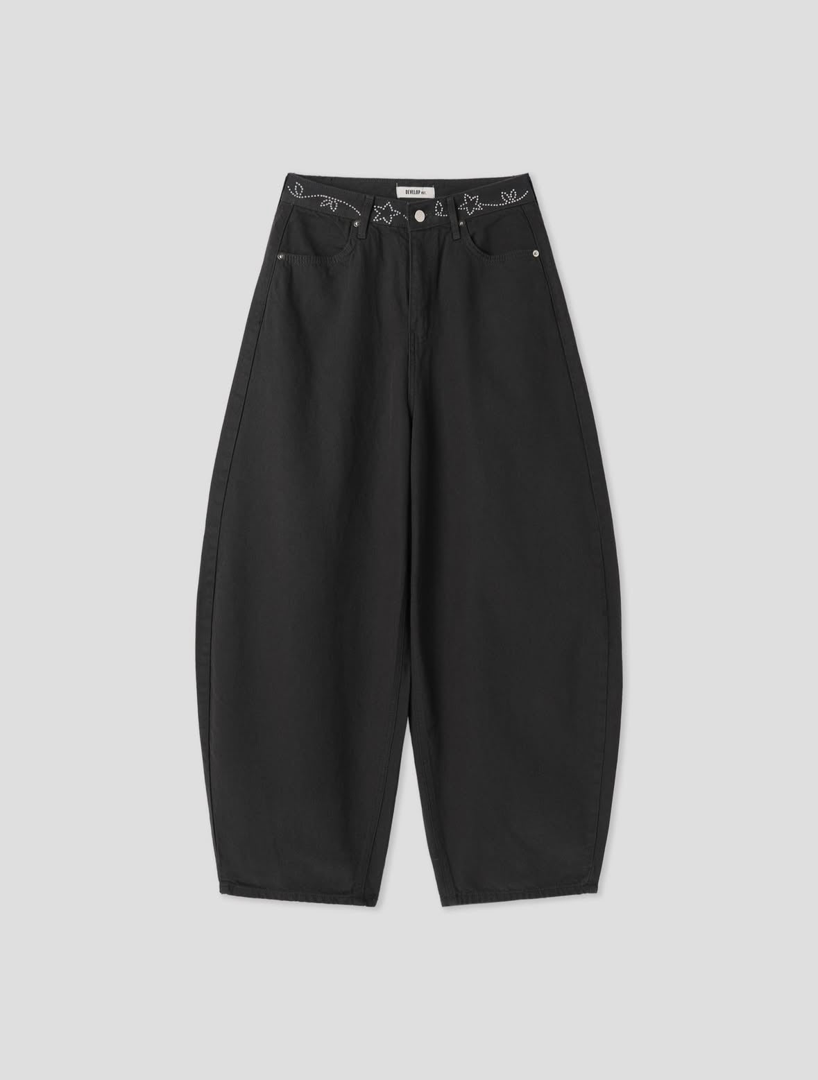 Pattern Belt Wide-Leg Pants