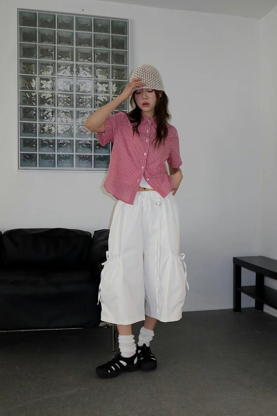 蝴蝶結綁帶口袋五分褲 Ribbon-tie Pocket Midi Pants