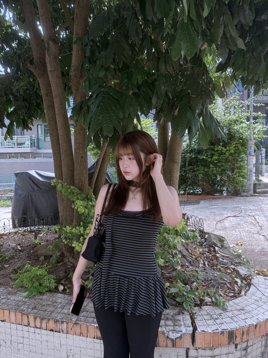 條紋掛頸吊帶裙 Striped Halter Neck Dress