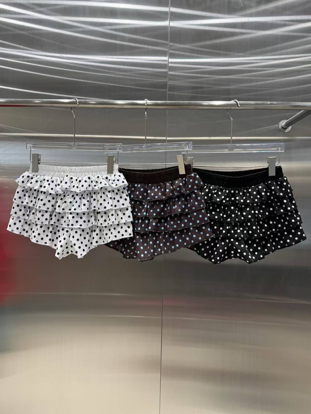 蝴蝶結波點蛋糕短裙褲 Ribbon Polka Dot Cake Skirt Shorts