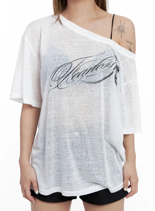 透視斜肩上衣 See-through Off-shoulder