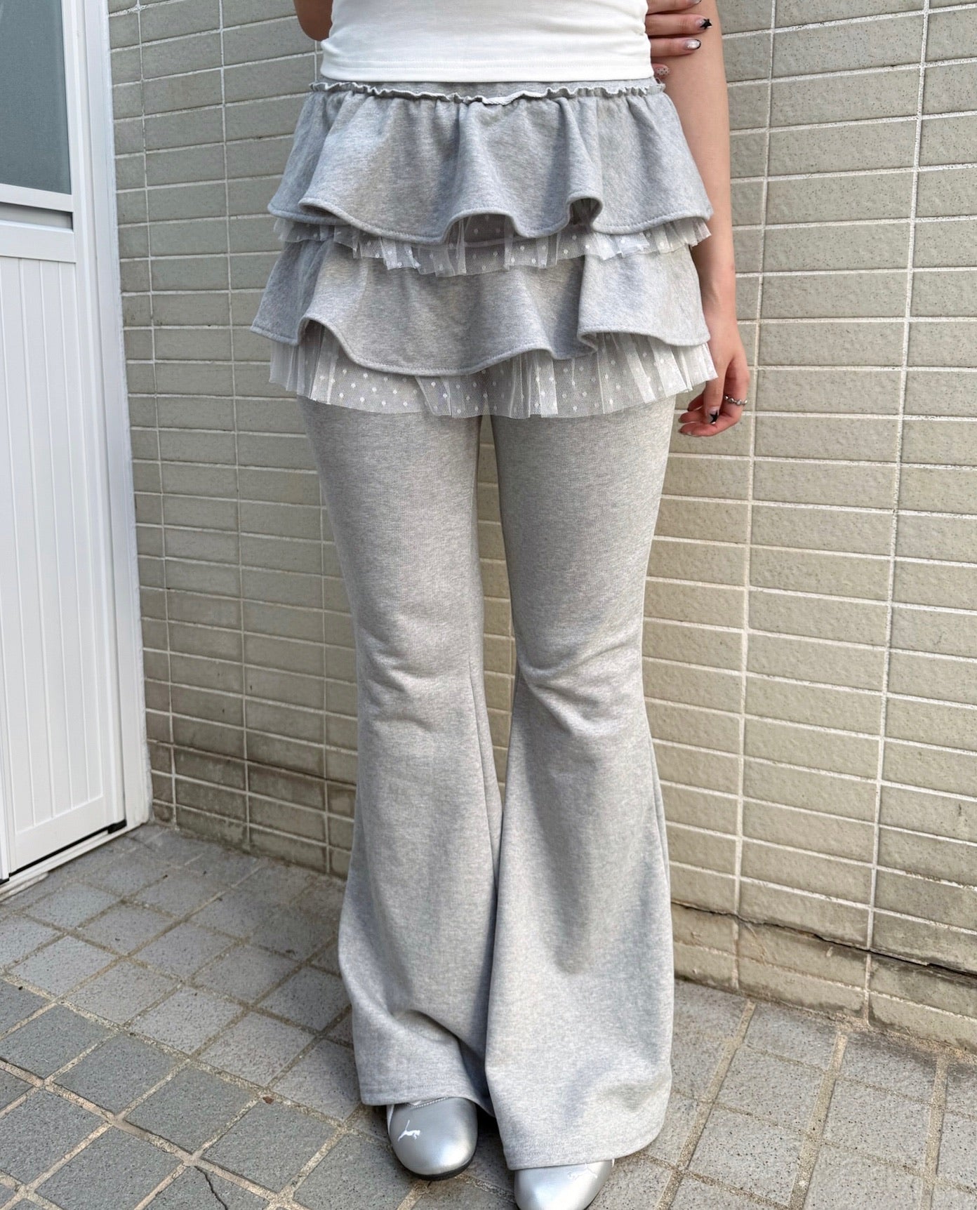 蕾絲蛋糕喇叭裙褲 Layered Cake Skirt Bell Bottoms