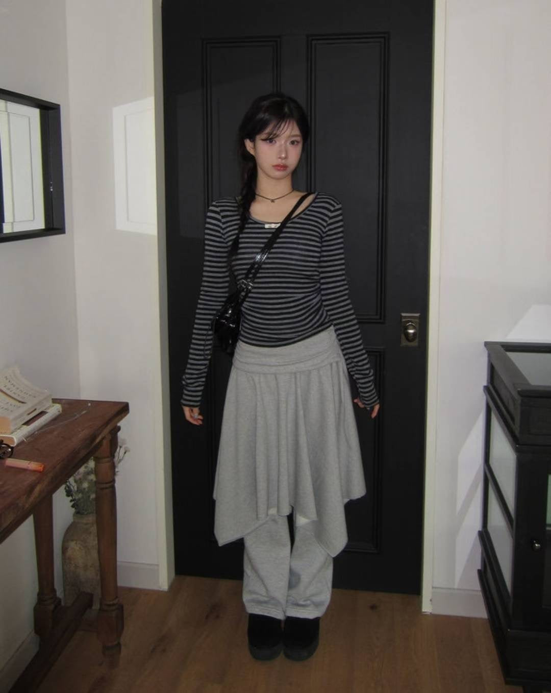 間條蝴蝶結薄長袖 Striped Ribbon Long-sleeve