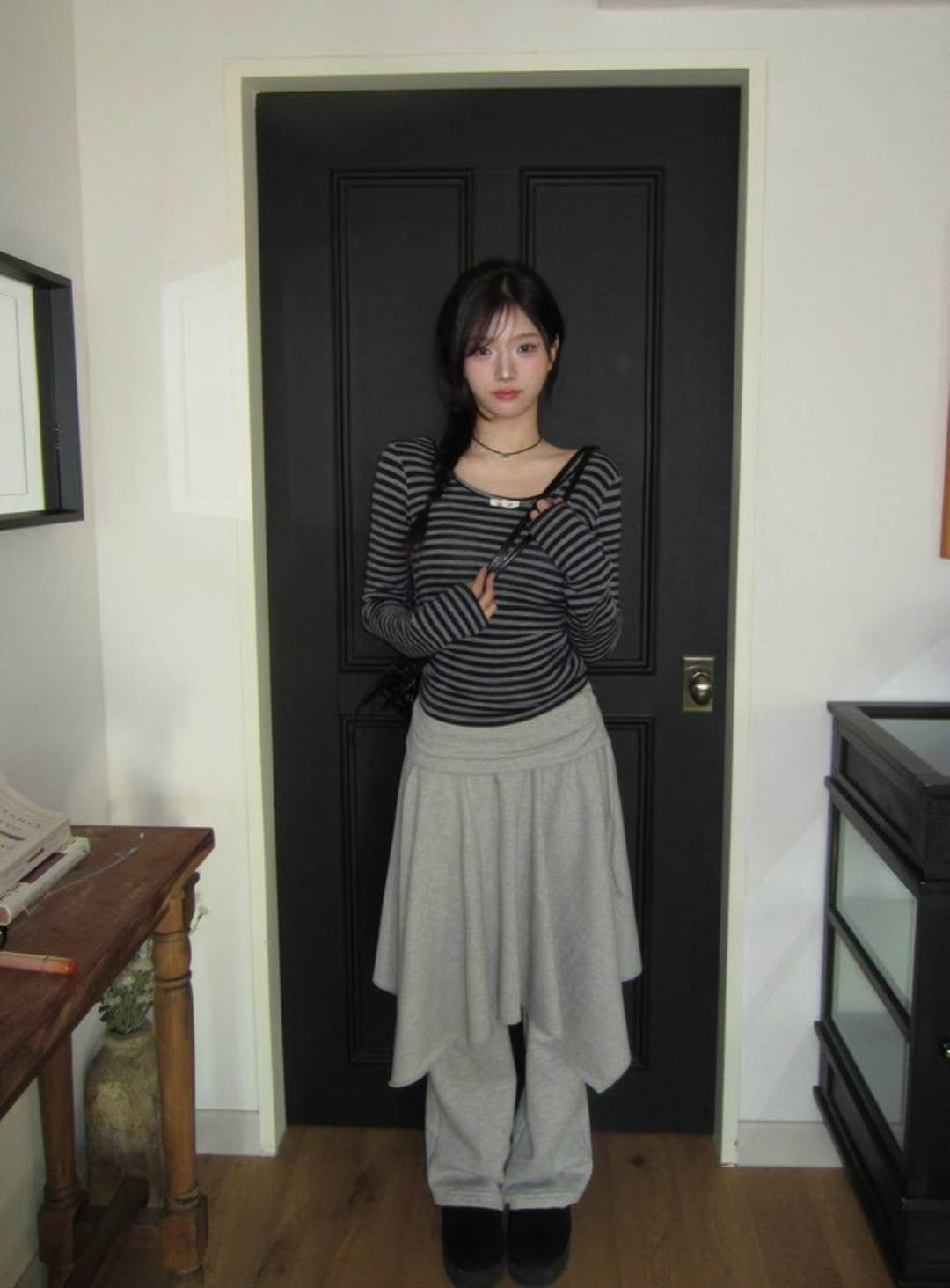 間條蝴蝶結薄長袖 Striped Ribbon Long-sleeve