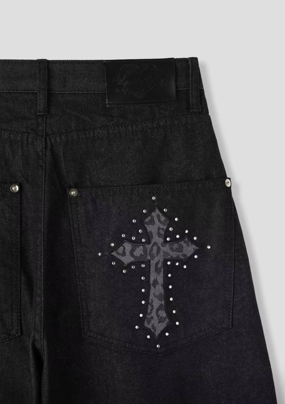 豹紋十字架牛仔褲 Leopard Cross Denim Jeans