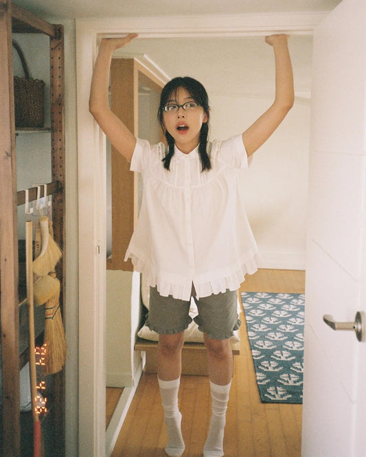 娃娃領荷葉邊襯衫 Peter Pan Collar Ruffled Blouse