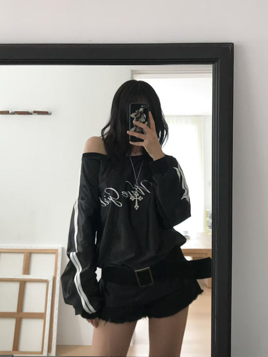 Wave Girl Unbalanced Off-shoulder Top