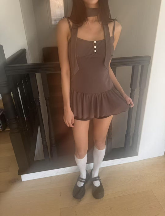 星星鈕扣掛頸吊帶裙 Star Button Halter Neck Dress
