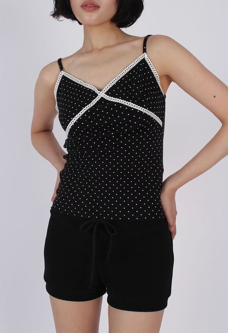 波點V領吊帶背心 Polka Dot V-Neck Camisole