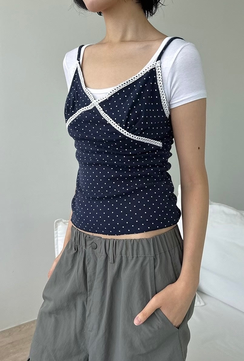 波點V領吊帶背心 Polka Dot V-Neck Camisole
