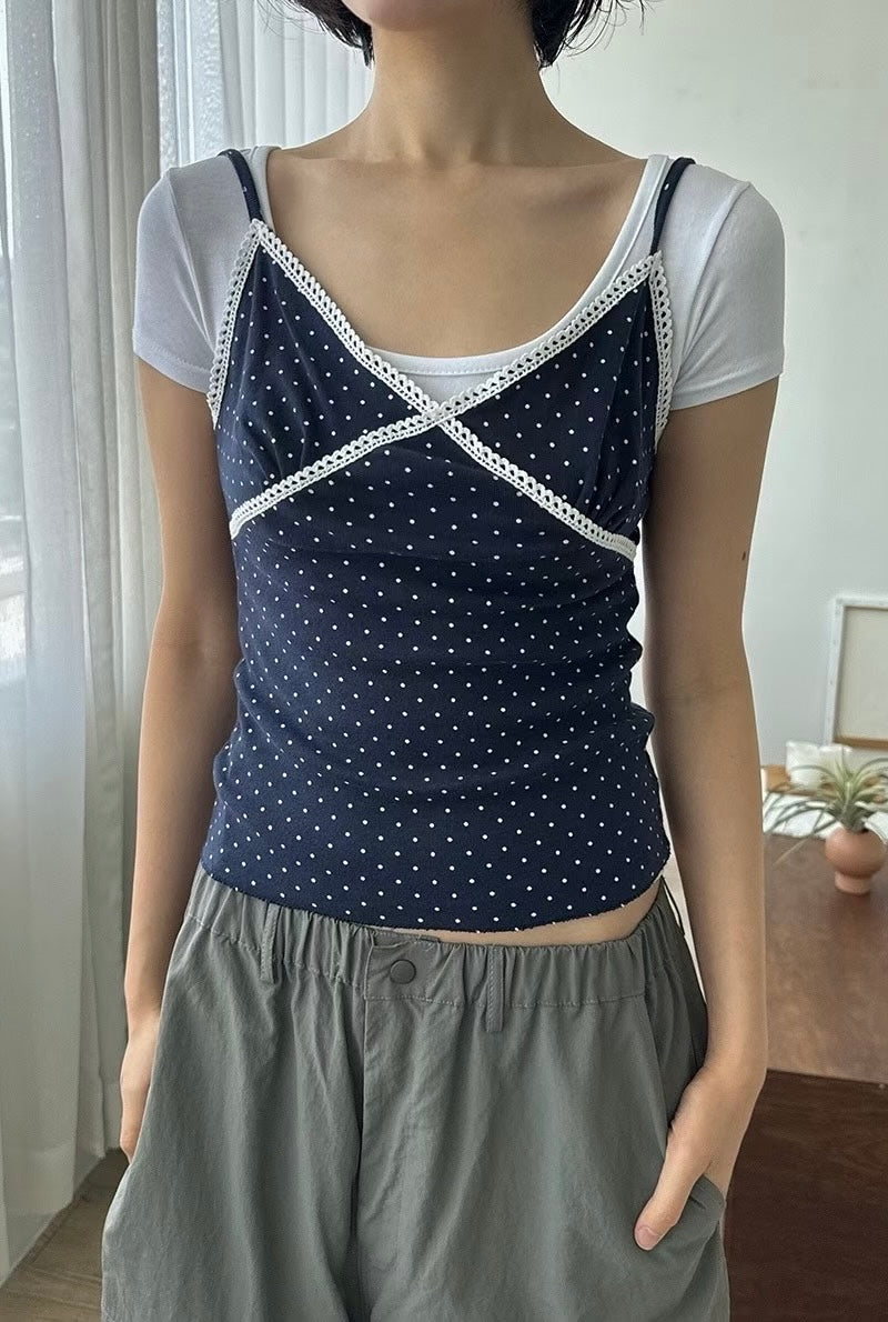 波點V領吊帶背心 Polka Dot V-Neck Camisole