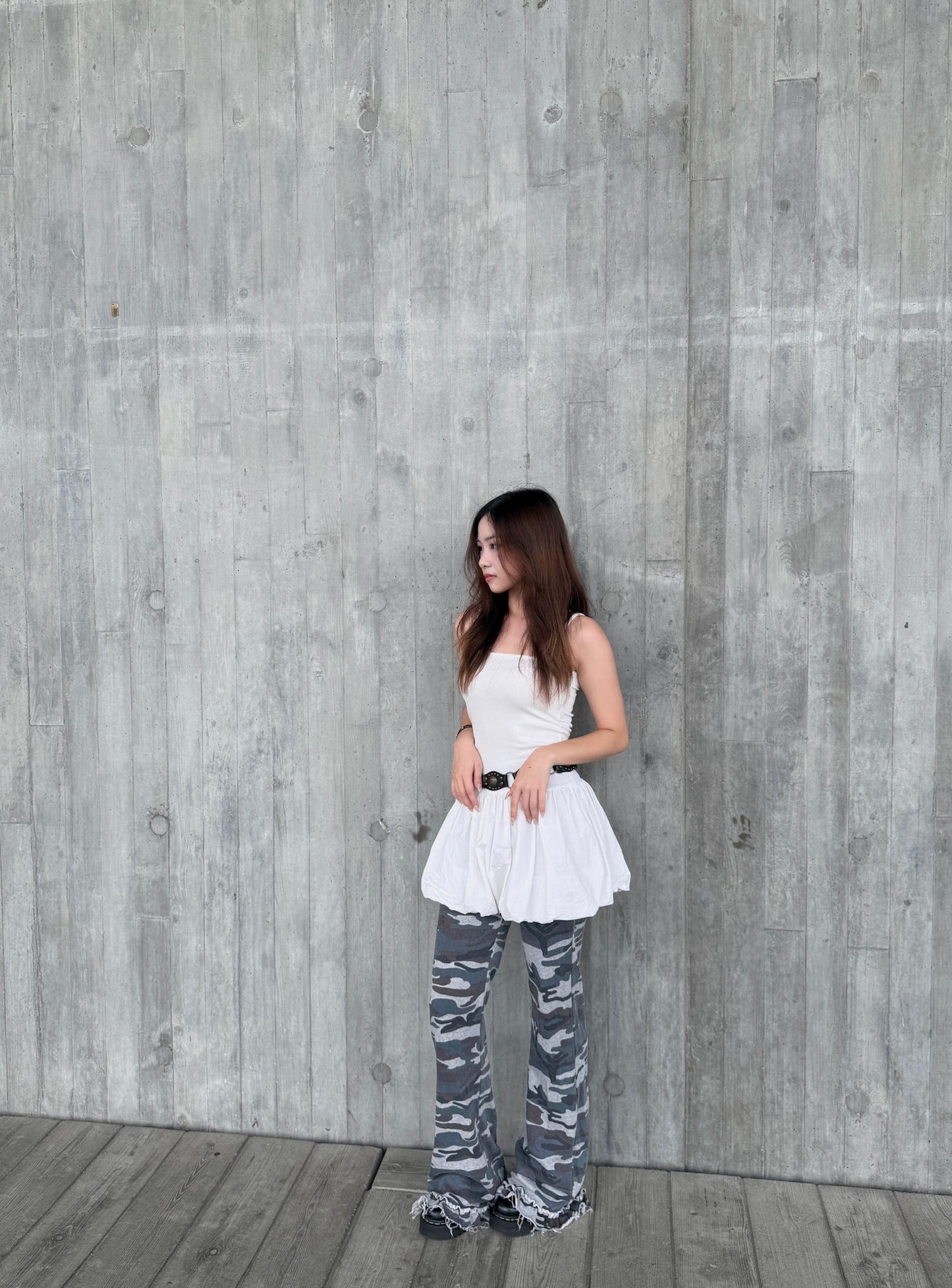 迷彩荷葉邊喇叭褲 Camouflage Ruffled Bell Pants