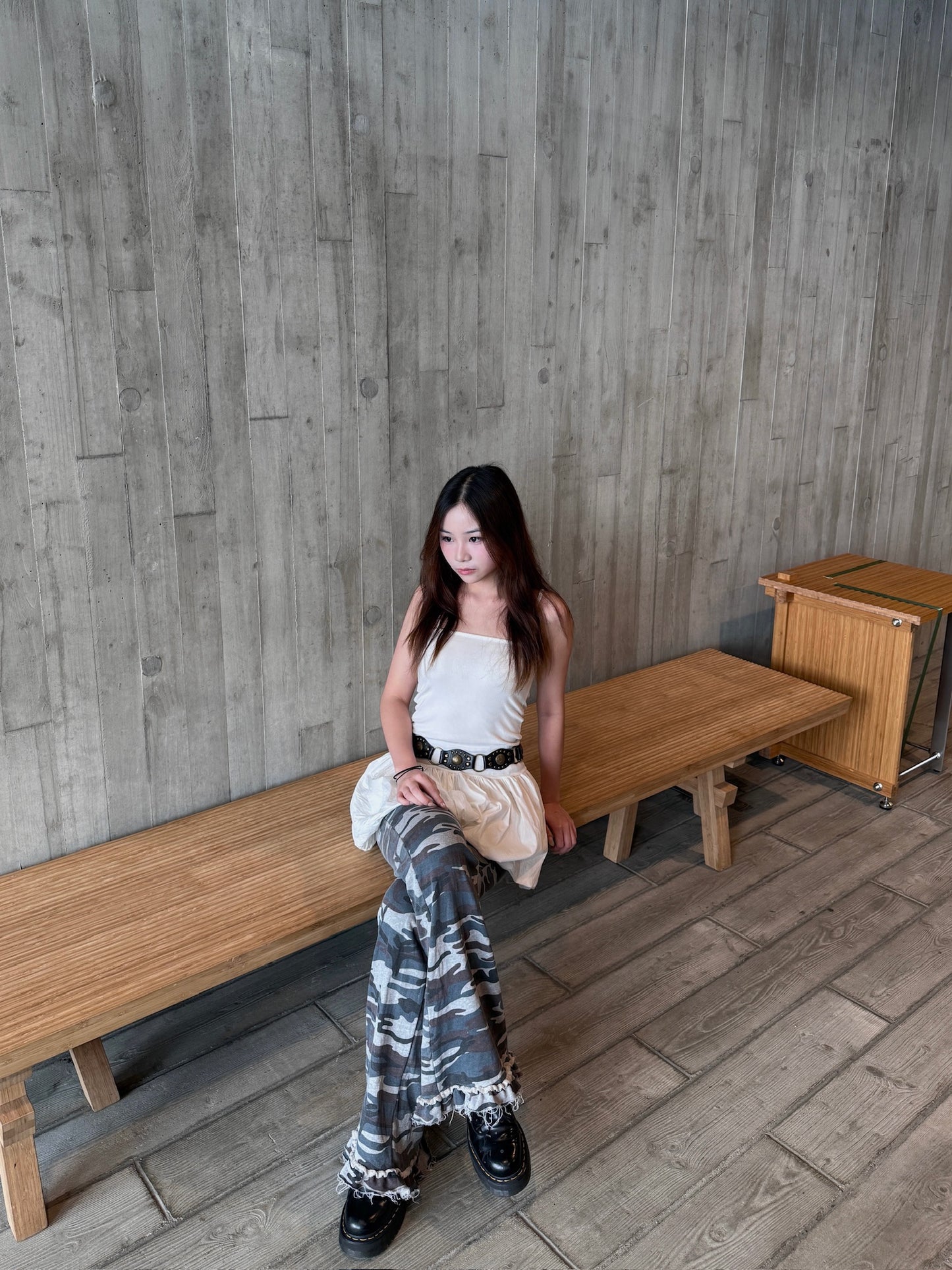 迷彩荷葉邊喇叭褲 Camouflage Ruffled Bell Pants