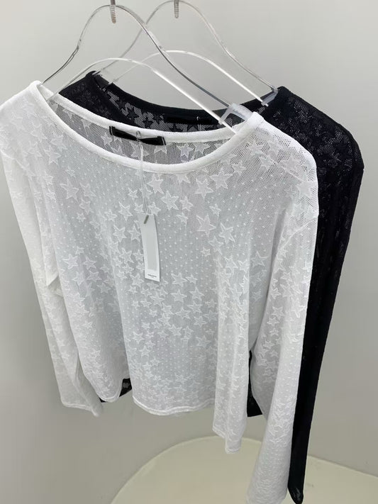 Star Lace Long-sleeve See-through