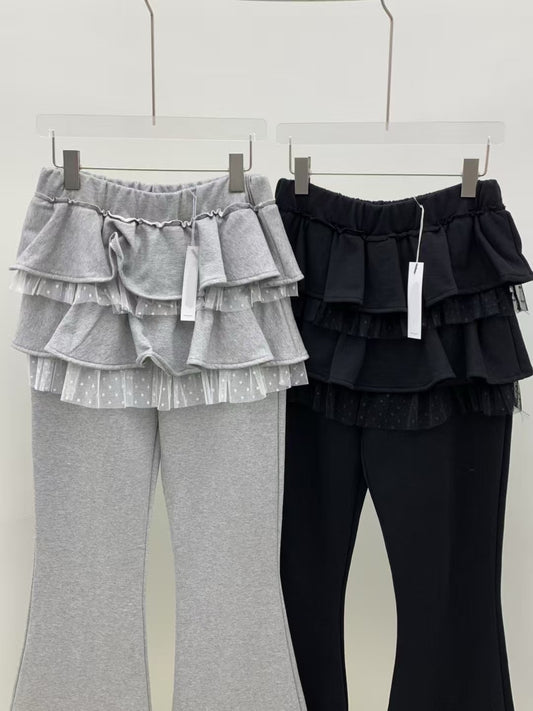 蕾絲蛋糕喇叭裙褲 Layered Cake Skirt Bell Bottoms